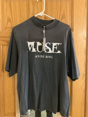 Anine Bing Washed Black MUSE Logo Tee